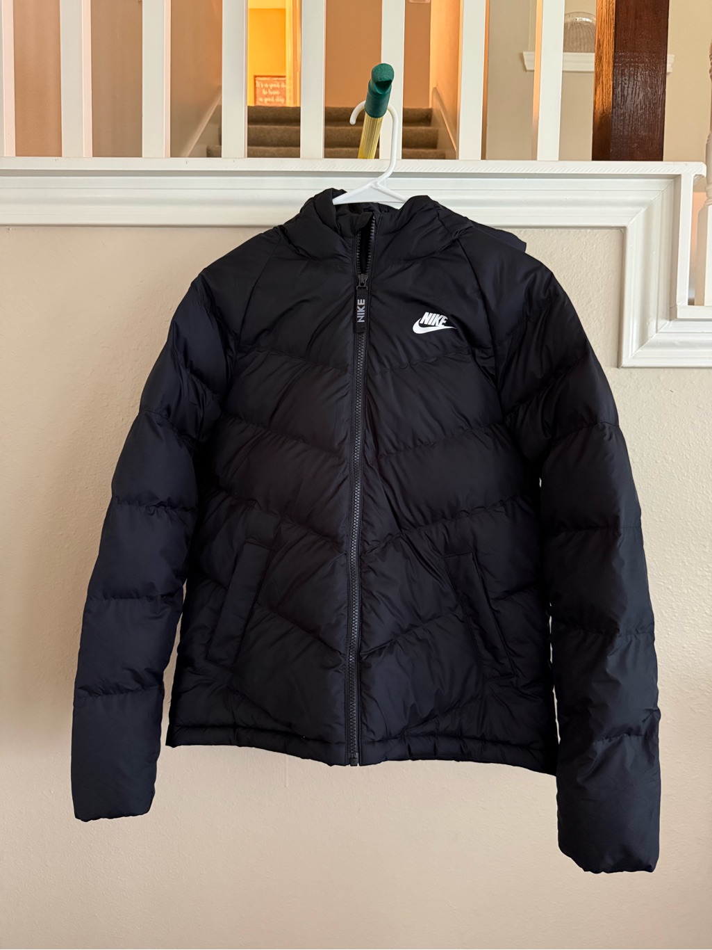 Boys Nike Youth Black Hooded Puffer Jacket - Size Xl